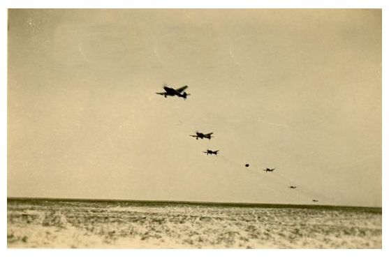 A Ju-87 dive bomber squadron starting the flight towards the target ........................................................