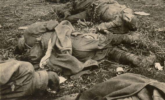 Soviet soldiers knocked down by defensive fires of German machine guns - 26 of May of 1942.