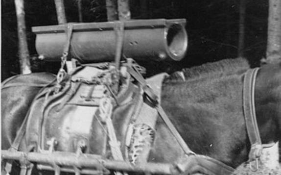 Tubular cradle of the 7.5 cm mountain cannon 15 (Gebirgskanone 15).