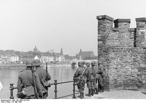 Infantry on the banks of the Meuse-Maastricht.