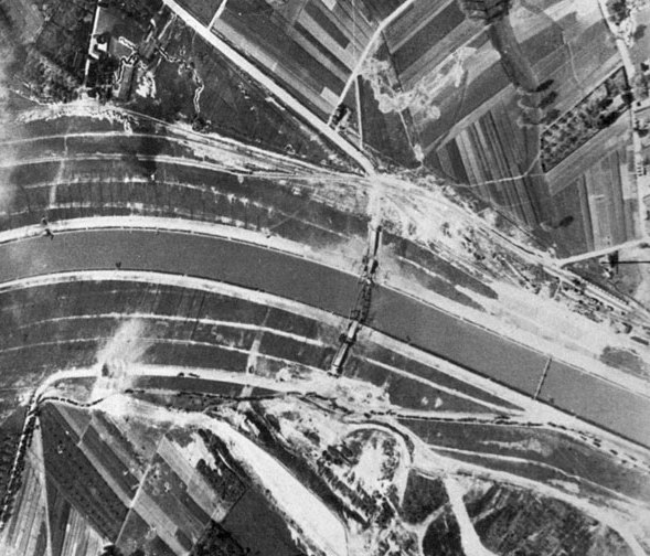 Aerial photo of the Albert Canal taken by the RAF on May 12, 1940.