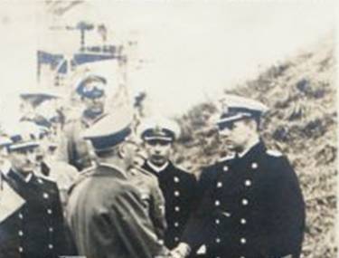 The Führer was greeted on the Westerplatte by the commander of the SH..................