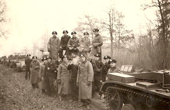 Armored column of PR 36 marching toward the border of the Reich.