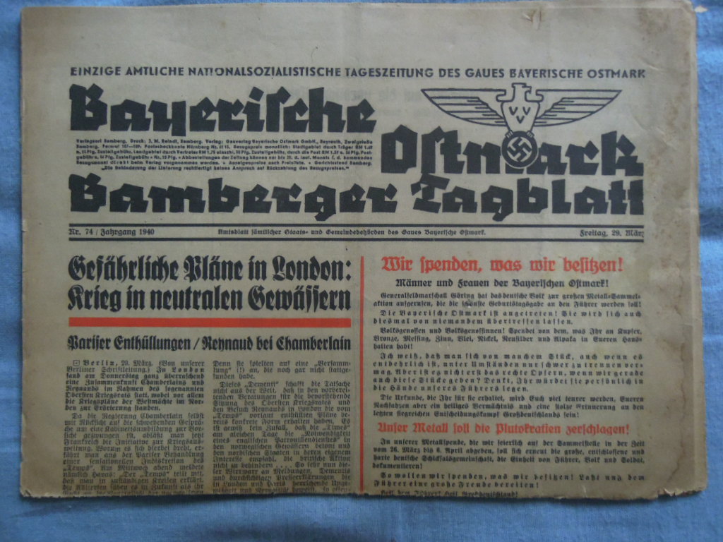 Bayerische Ostmark Bamberger Tagblatt - 20.Marz 1940 (front).JPG