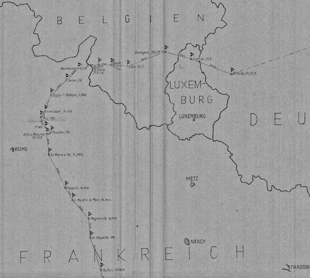 Route of the 260 ID - France 1940.