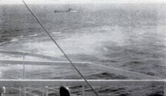 The U 47, that attacked and sank the Bosnia on September 5, 1939, seen from the Norwegian tanker................