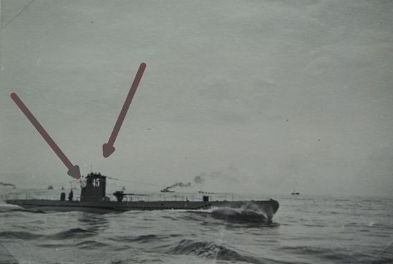 The U-45 (type VII B) belonging to the Submarine Flotilla &quot;Wegener&quot; (7th).<br />Photo album Kieler Woche, Zerstörer Uboot U-Boot, KM Bau.