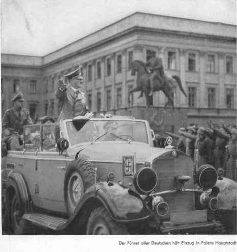 The Führer entering the Polish Capital.........