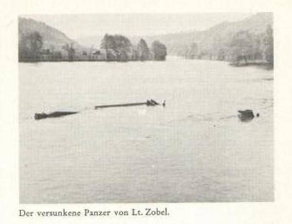 The sunken tank of Lt. Zobel.............