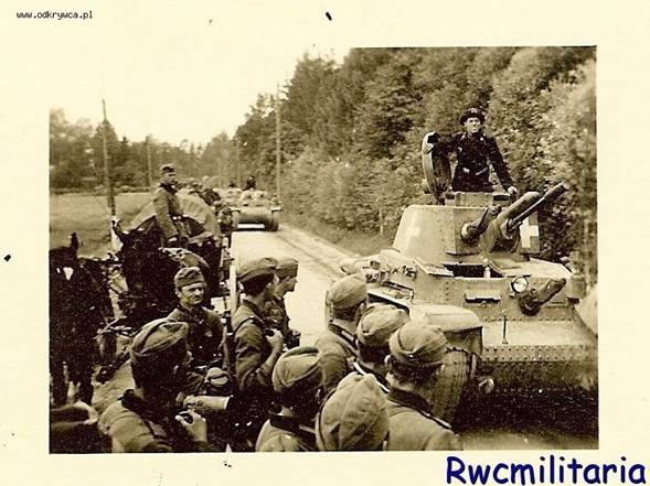 A Pzkpfw 35 (t) leads an armored column in a Polish route .................................