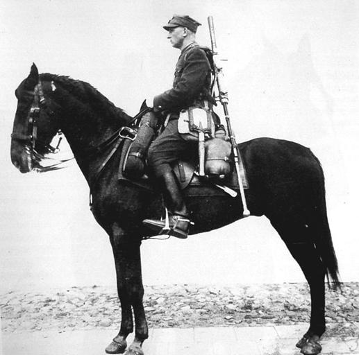Polish uhlan with wz. 35 anti-tank rifle. Military instruction published in Warsaw in 1938..........................<br />https://en.wikipedia.org/wiki/Polish_cavalry