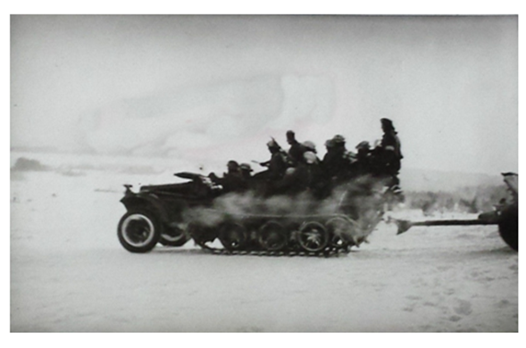 A Sd Kfz 10 towing a antitank weapon (5 cm Pak 38 ??) marching to its position in the middle of the Russian winter ...........................