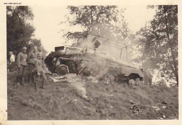 This Panzerspähwagen Sd Kfz 232 (Fu) 8-rad, received a Polish anti-tank shell shortly after crossing the border (passing Loslau / Wodzislaw Slaski) ..........................................