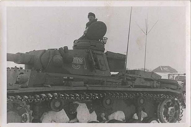 Hyazinth Graf Strachwitz von Gross-Zauche und Camminetz (I think) in his Panzerbefehlswagen III Ausf K ....................................