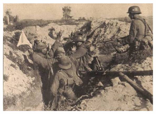 The enemy trench was conquered and the Soviets surrender.............................