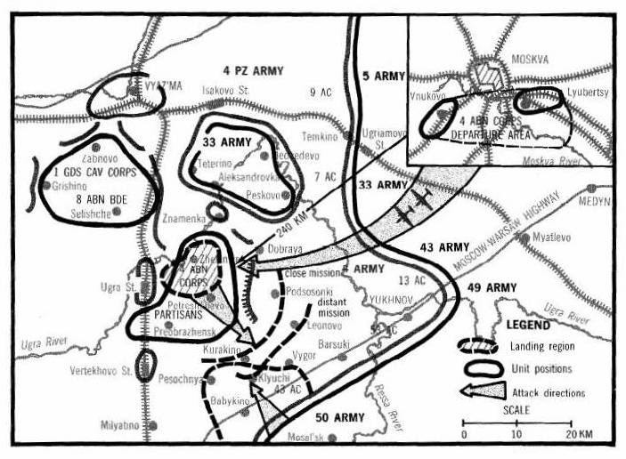 Drop zone and sector defended by the Kampfgruppe Haase................