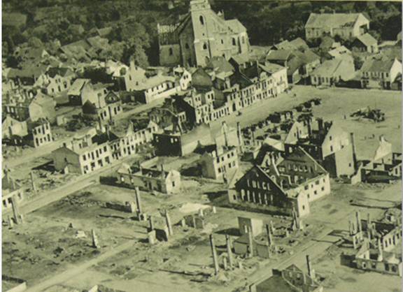 An aerial view of a bombed Polish town - Sep 1939.