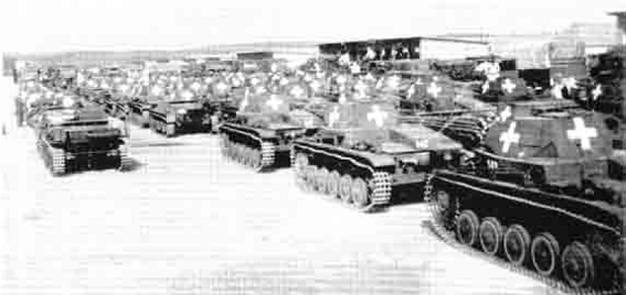 Tanks belonging to the PR 5 wth the big white cross painted on it - Gross Born Aug 1939.