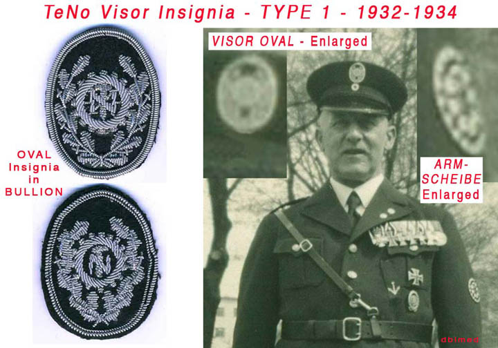 • 2 Examples of the 1st TN Cloth Bullion Oval, &amp;<br />• Photo of TN Landesführer Gustav Curtze, wearing the TN Oval Insignia (&amp; TN Armscheibe). Photo is dated, 1932.