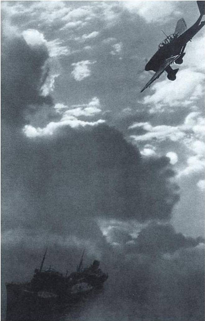 A Ju-87 B carrying out an aerial raid on a british vessel - Jul 1940.