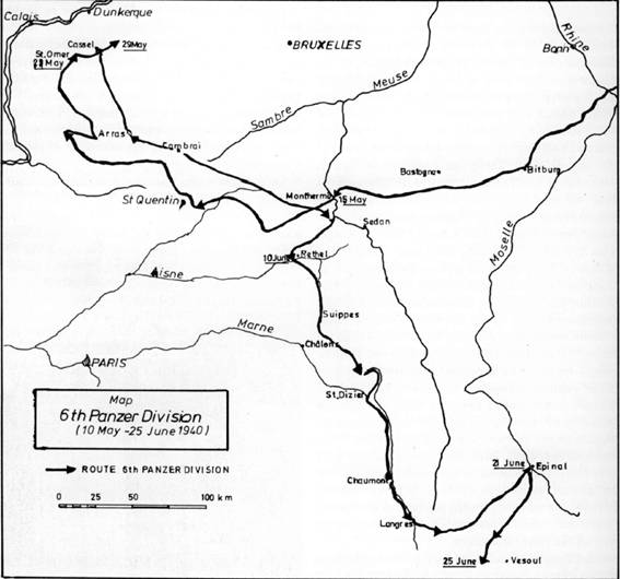 6 Pz's route during the West Campaign.
