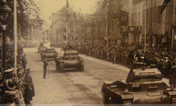 Parading through the city with the Pz Kw II...........