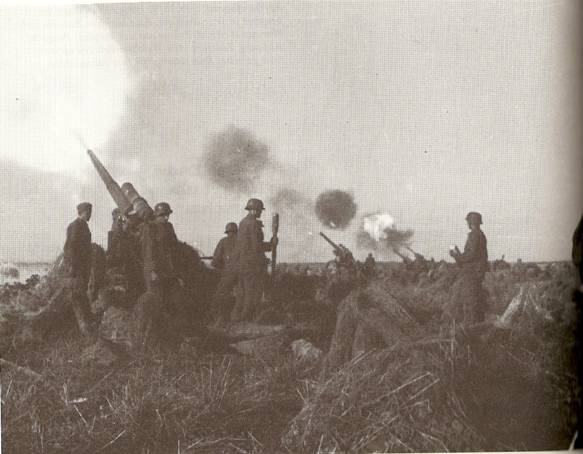 German Artillery in action against Warsaw.