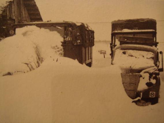 Vehicles belonging to the 4 Pz Armee covered by snow during the winter of 1941-42.