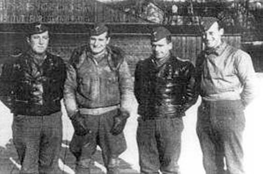 The successful pilots of 2./JG 53 who attacked five Fairey Battles in the Saarbrücken area and shot down all of them. From left: Unteroffizier Kaiser, Oberleutnant Pingel, Stabsfeldwebel Prestele, Unteroffizier Kornatz.