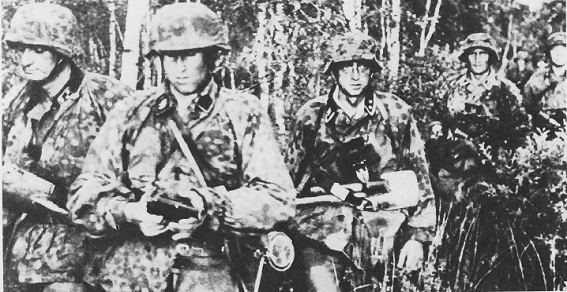Men of the 11. / SS-IR 1 in the forests north of Miropol. To the left of the picture was Albert Frey.