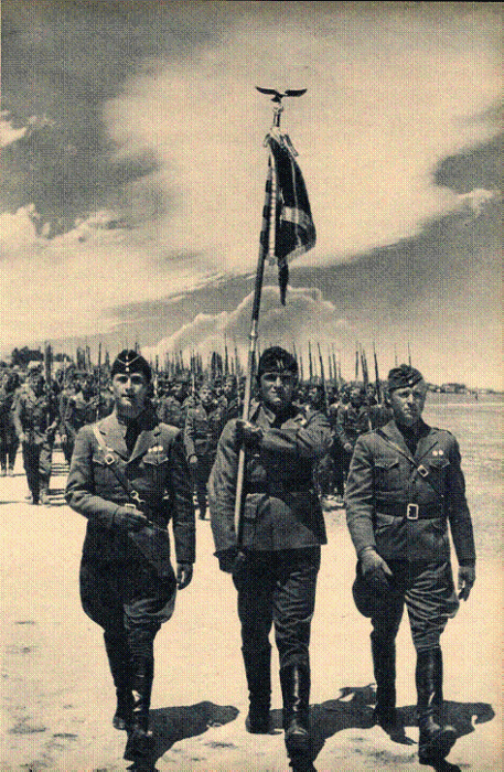 Condor Legion. Military parade honoring Franco