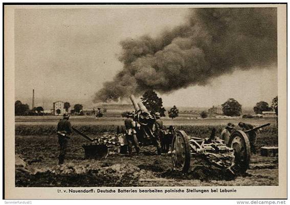 German heavy artillery beating the Polish positions in Labunie ................