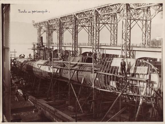The NMS Delfinul in the shipyard in Fiume.........................