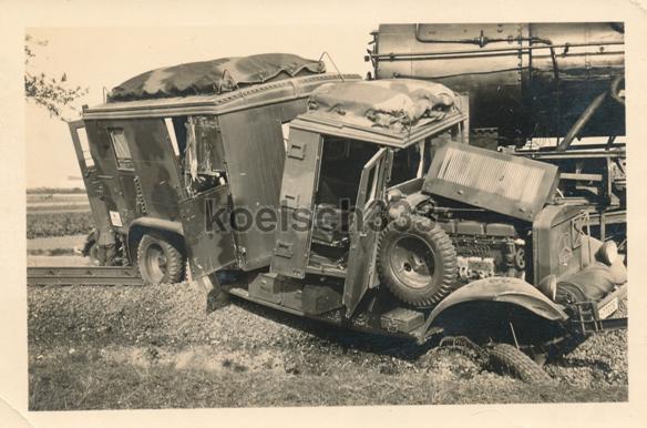 Mercedes Benz radio truck of the Luftwaffe after being hit...........................