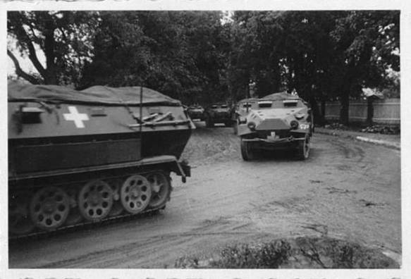 A column of Sd Kfz 251/1 Ausf. A (apparently) by the hatches in the rear of the vehicle running in Poland 1939 ...........................
