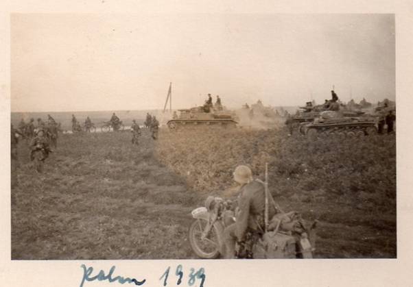 An armored unit during a halt in the advance astride a Polish secondary route.......................................
