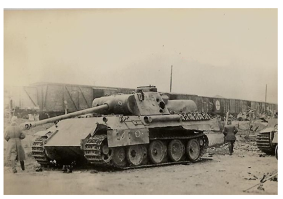 Pz Kw V &quot;Panther&quot; Ausf. D No. 445 out of action after getting several impacts ..............................